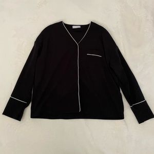 Oak + Fort Black Button Up White Trim